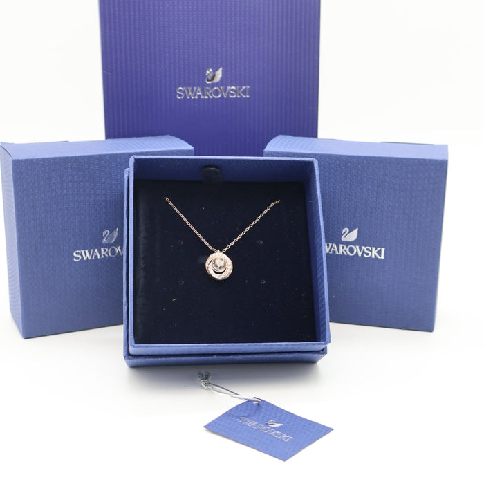 Swarovski Rose Gold-Tone Double Halo Circle Necklace - 5511011