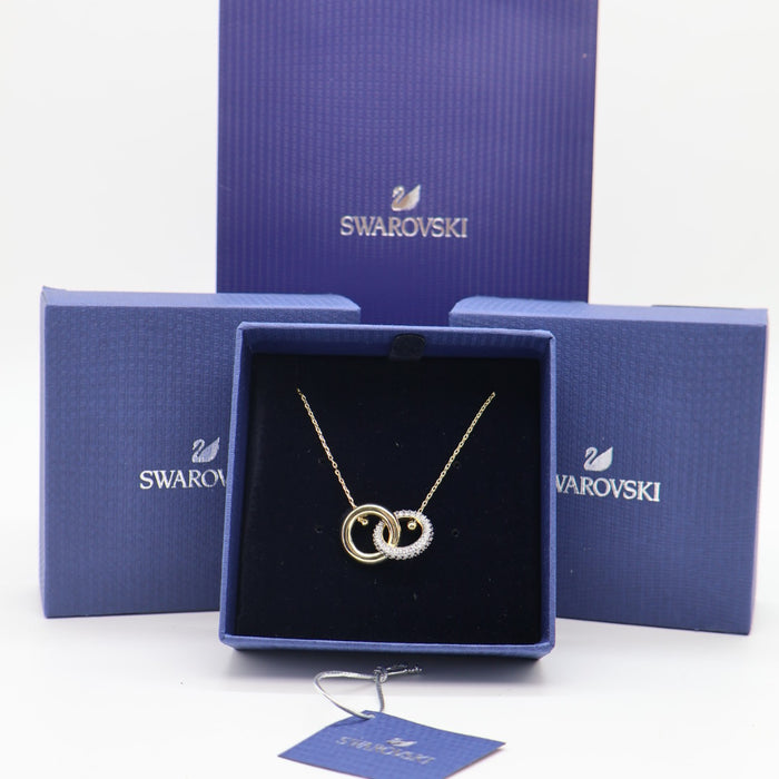 Swarovski Duo Interlocking Circle Necklace – Gold & Crystal - 5668820