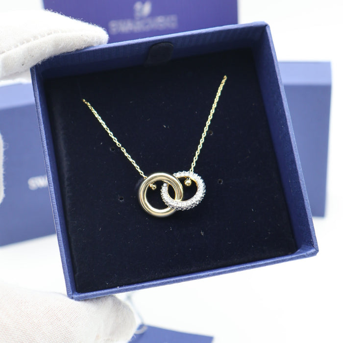 Swarovski Duo Interlocking Circle Necklace – Gold & Crystal - 5668820