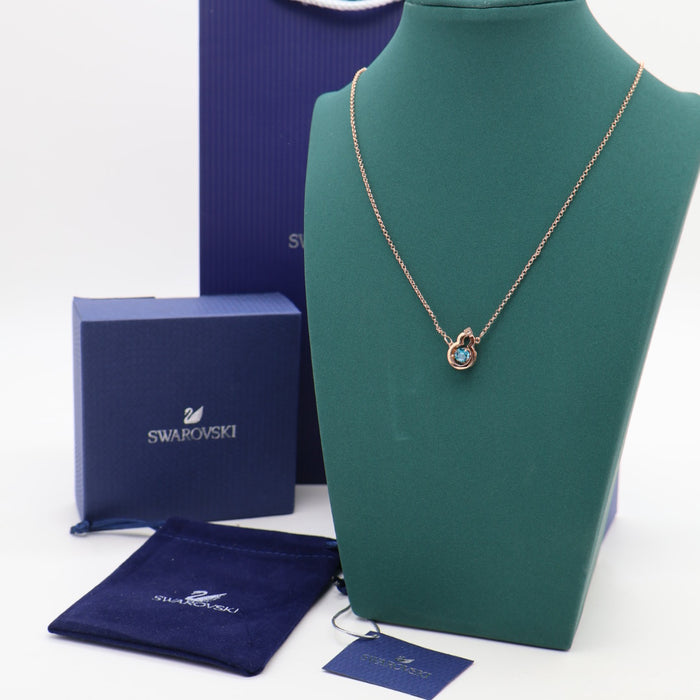 Swarovski Rose Gold Necklace with Blue Crystal Pendant - 5539906