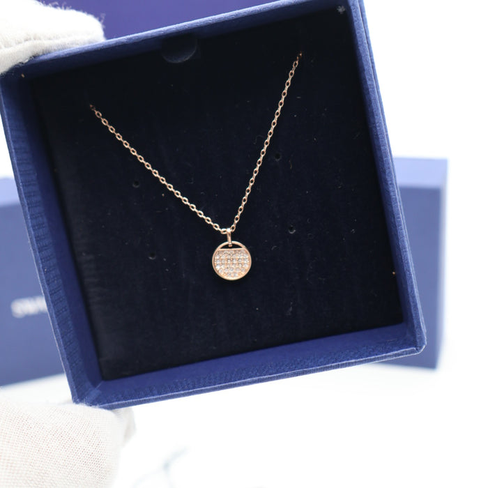 Swarovski Sparkling Disc Pendant Necklace – Rose Gold Tone - 5265913