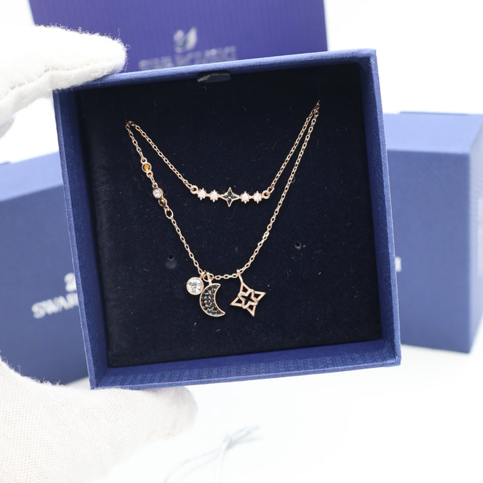 Swarovski Double Layer Moon & Star Necklace - 5273290