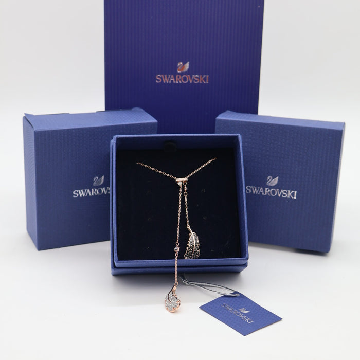 Swarovski Rose Gold Feather Y-Shaped Necklace - 5495290