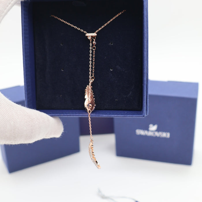 Swarovski Rose Gold Feather Y-Shaped Necklace - 5495290