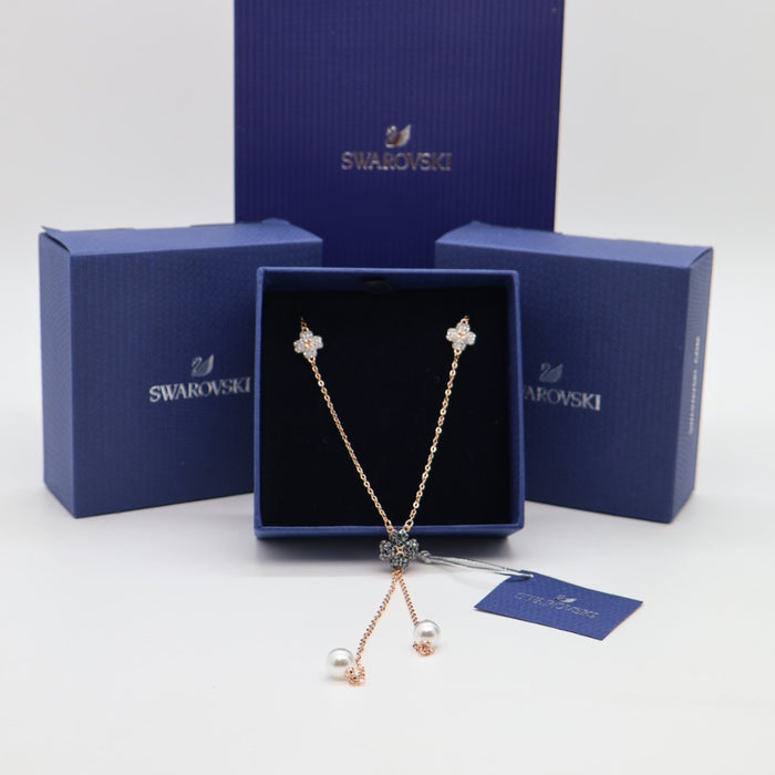 Swarovski Clover & Pearl Y-Shape Necklace – Rose Gold Tone - 5420246