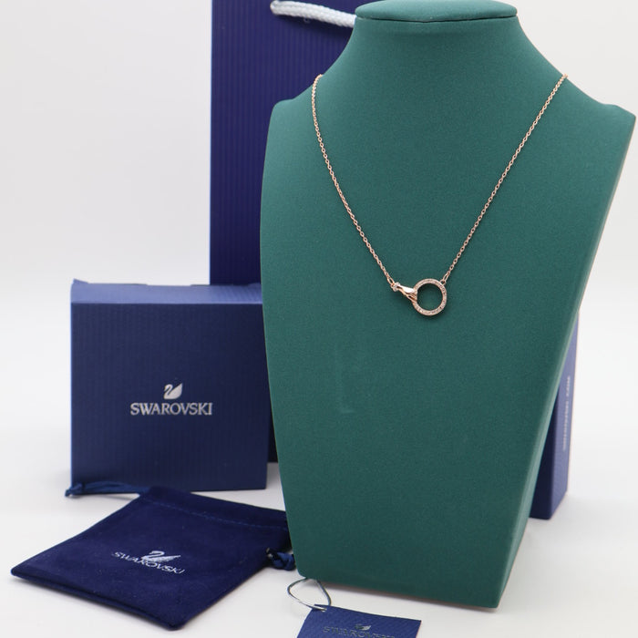 Swarovski Rose Gold Circle Pendant Necklace - 5489573