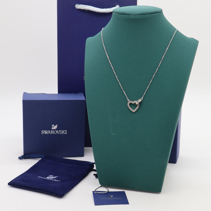 Swarovski Sparkling Heart Pendant Necklace – Rhodium Plated -