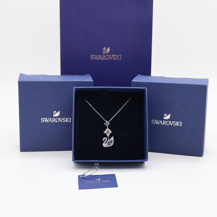 Swarovski Swan Pendant Necklace with Blue Crystal Accents - 5530625