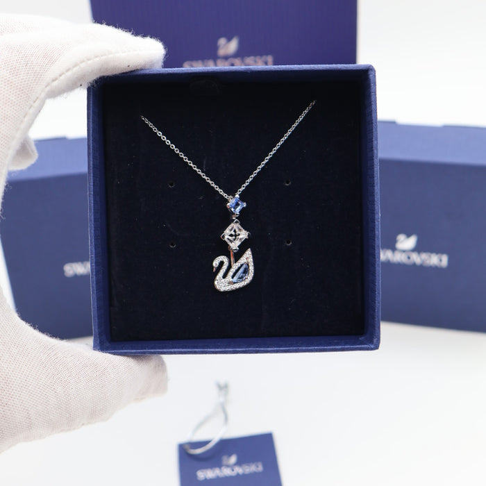 Swarovski Swan Pendant Necklace with Blue Crystal Accents - 5530625