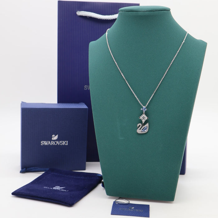 Swarovski Swan Pendant Necklace with Blue Crystal Accents - 5530625