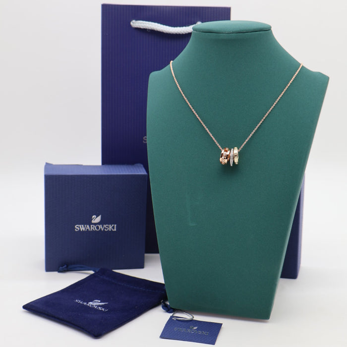 Swarovski Trio Ring Pendant Necklace – Rose Gold & Crystal Accents - 5412406