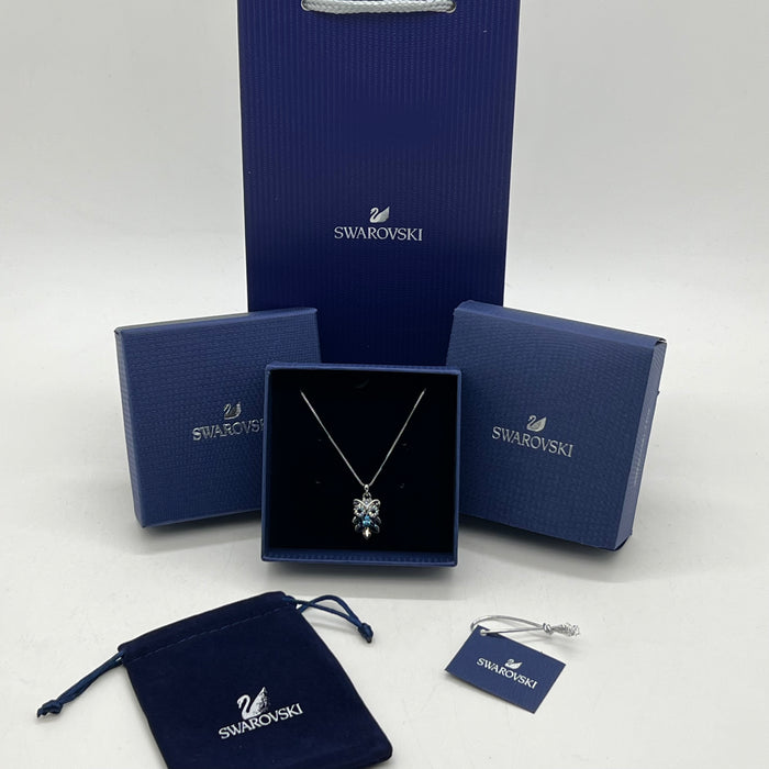Swarovski Crystal Butterfly Pendant Necklace – Blue Multicolor Elegance