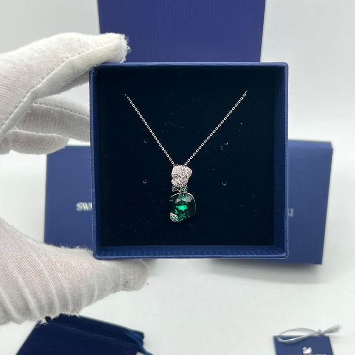 Crafted Swarovski Green Crystal Rose  Necklace