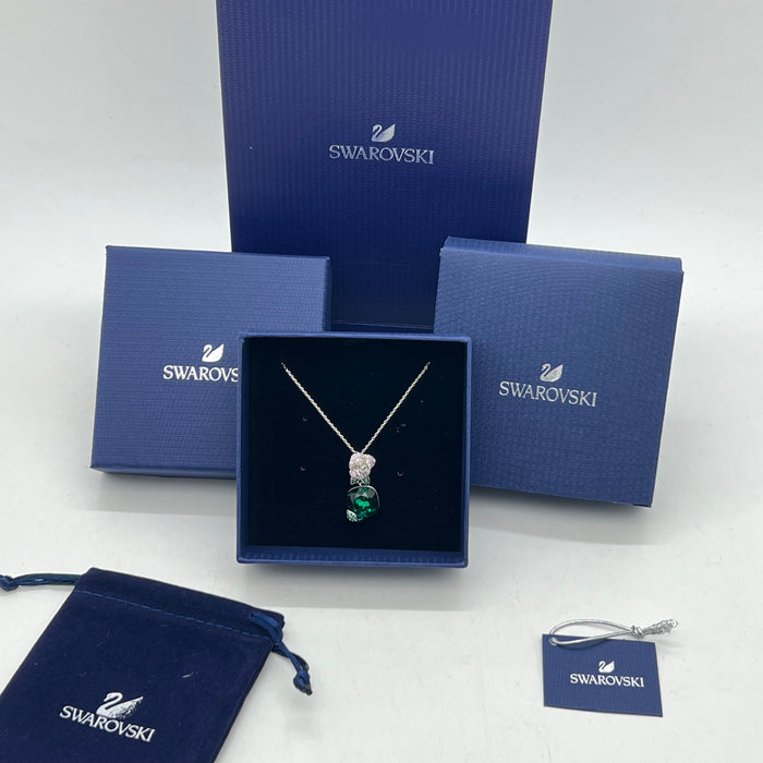 Crafted Swarovski Green Crystal Rose  Necklace