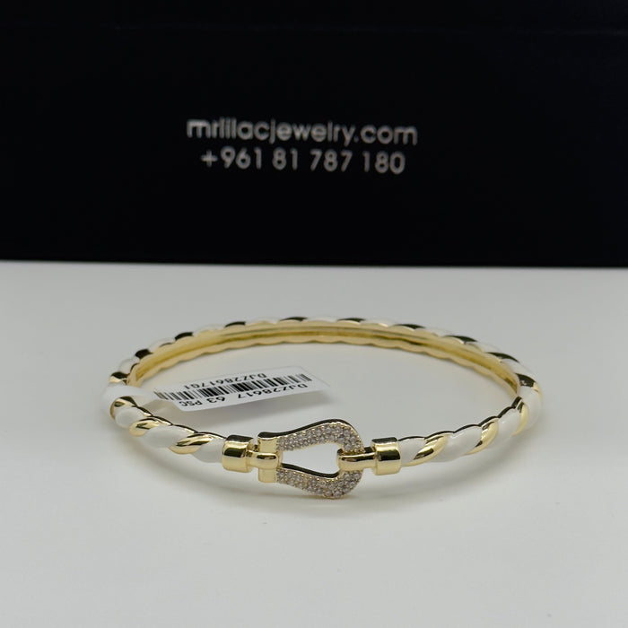 White & Gold Stainless Gold Stress Bangle