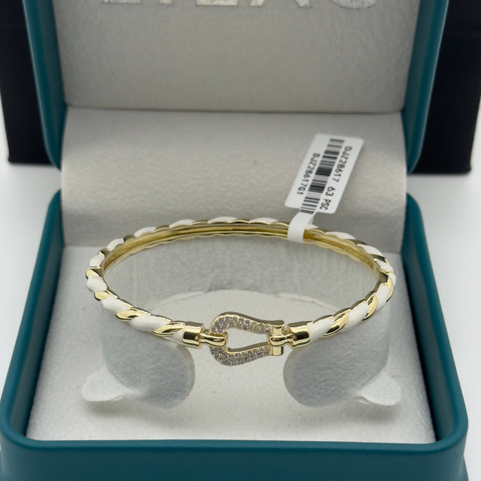 White & Gold Stainless Gold Stress Bangle