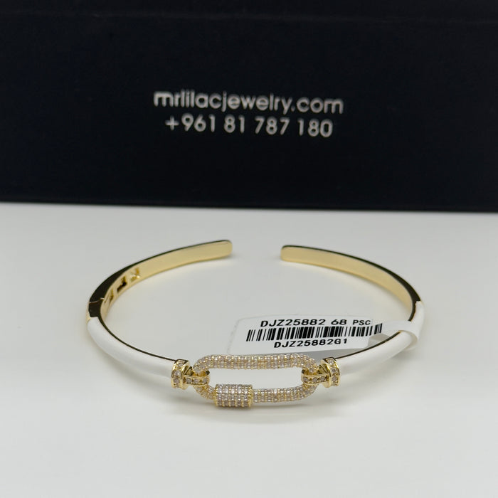 White&Gold Stainless Gold Finish Bangle