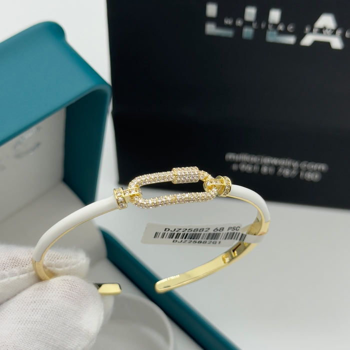 White&Gold Stainless Gold Finish Bangle