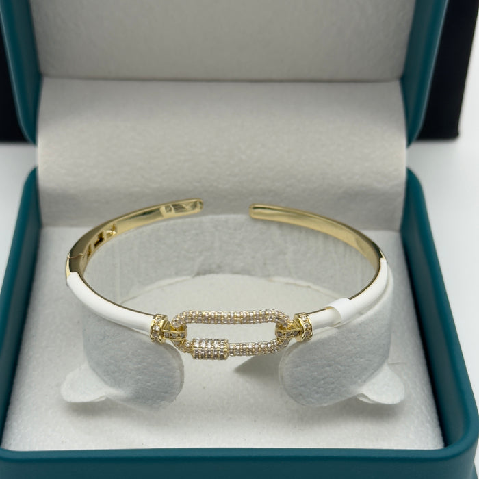 White&Gold Stainless Gold Finish Bangle