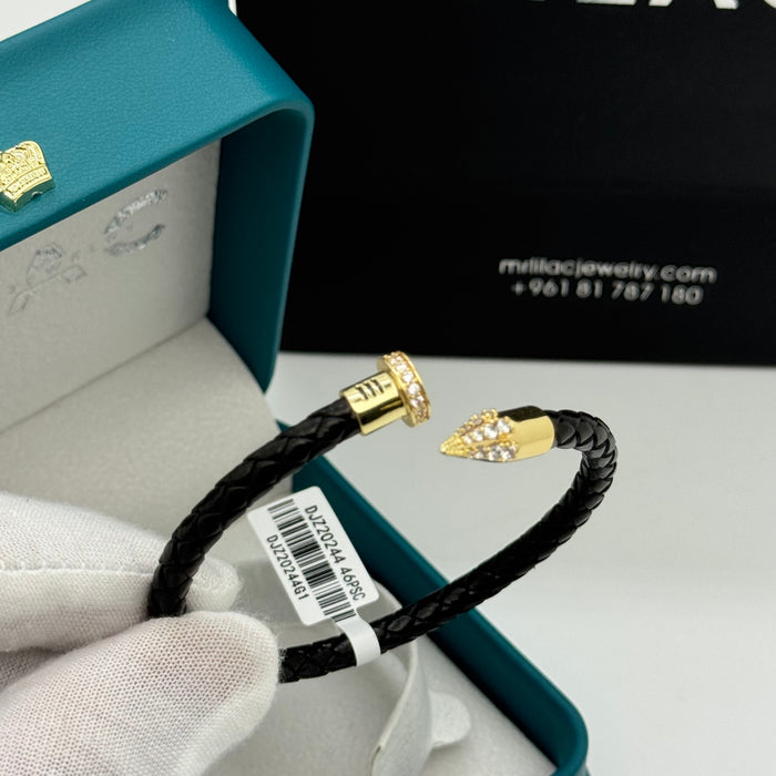 Black Leather Nailhead Wrap Bracelet