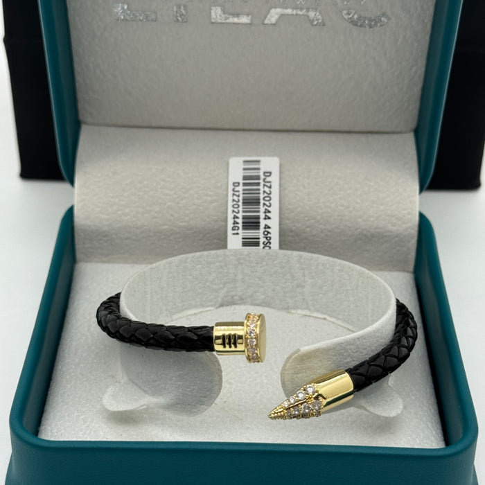Black Leather Nailhead Wrap Bracelet