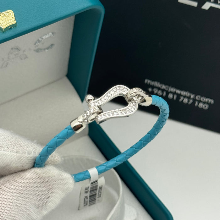 Blue Leather Silver Serpent Finish