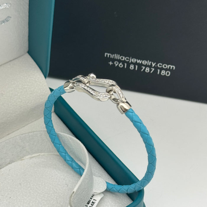Blue Leather Silver Serpent Finish