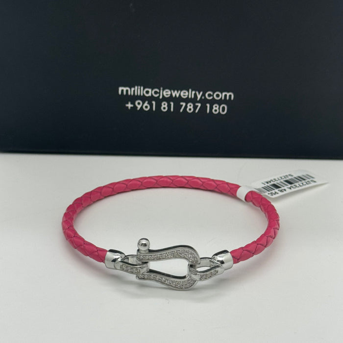 Blue leather Silver Stress Bangle