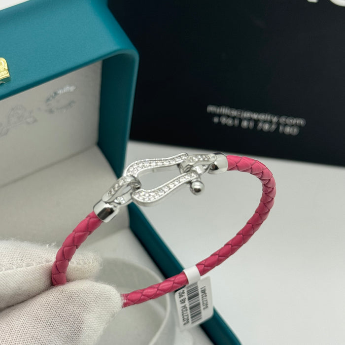 Blue leather Silver Stress Bangle