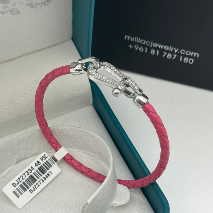 Blue leather Silver Stress Bangle