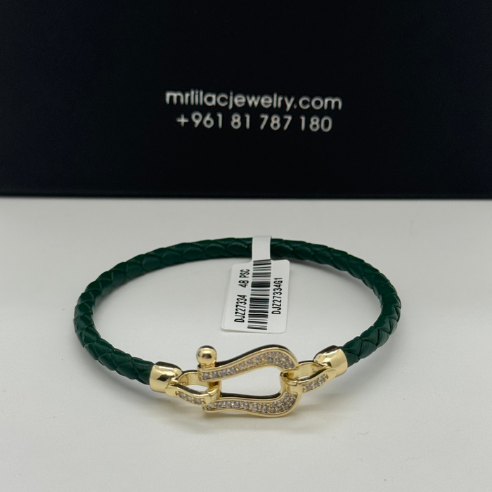 Green Leather Gold Serpent Finish