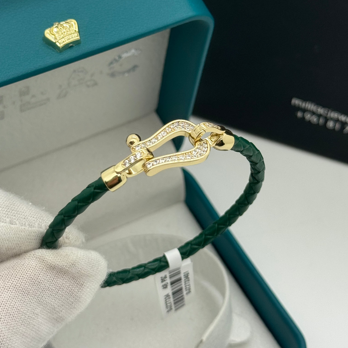Green Leather Gold Serpent Finish