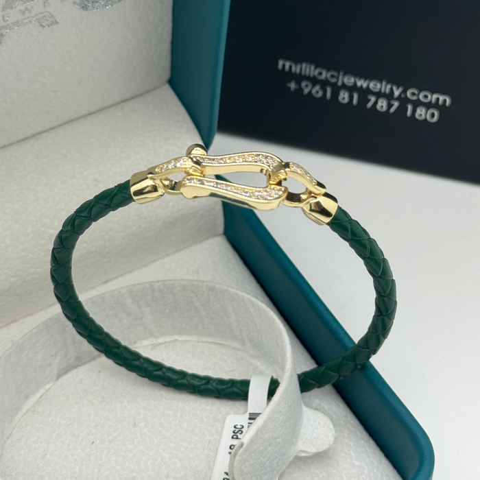 Green Leather Gold Serpent Finish