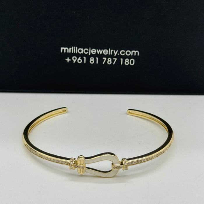Gold Stress - White Serpent Bangle