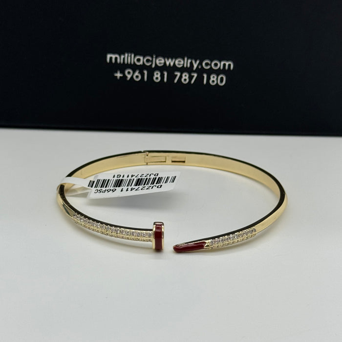 Gold Stainless Bangle - Bordeau Finish