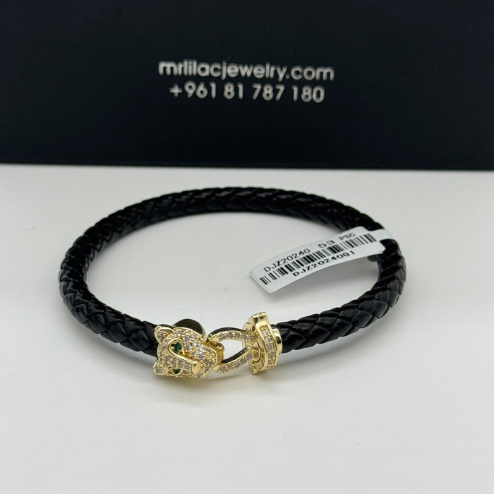Premium Black Leather-Gold Serpent