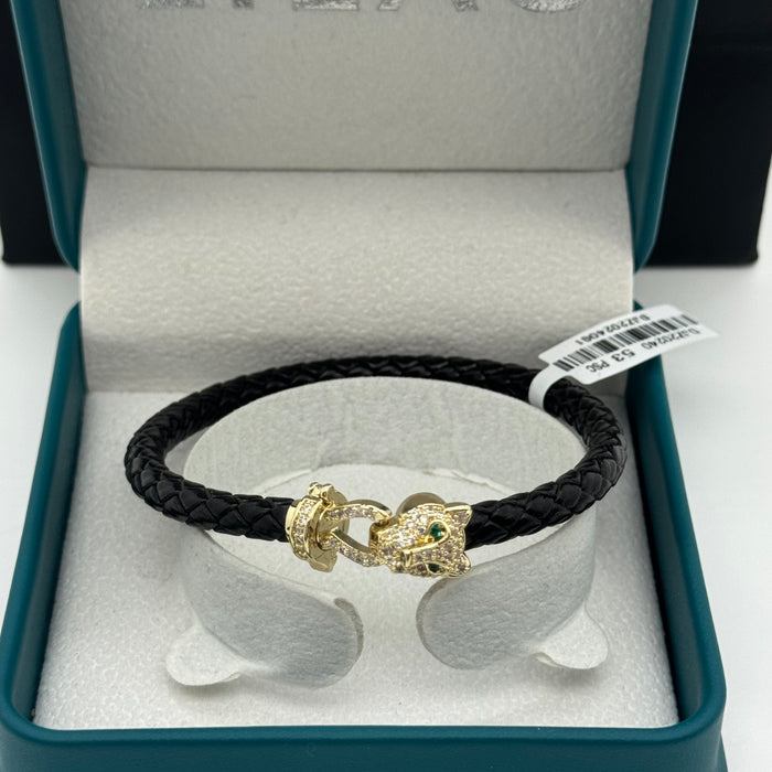 Premium Black Leather-Gold Serpent