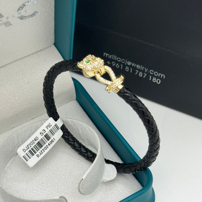 Premium Black Leather-Gold Serpent