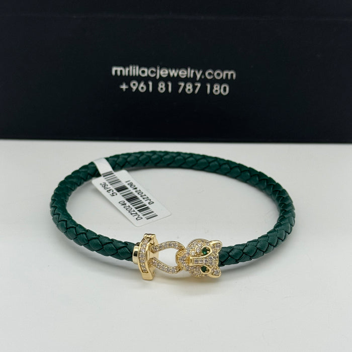 Premium Green Leather-Gold Serpent