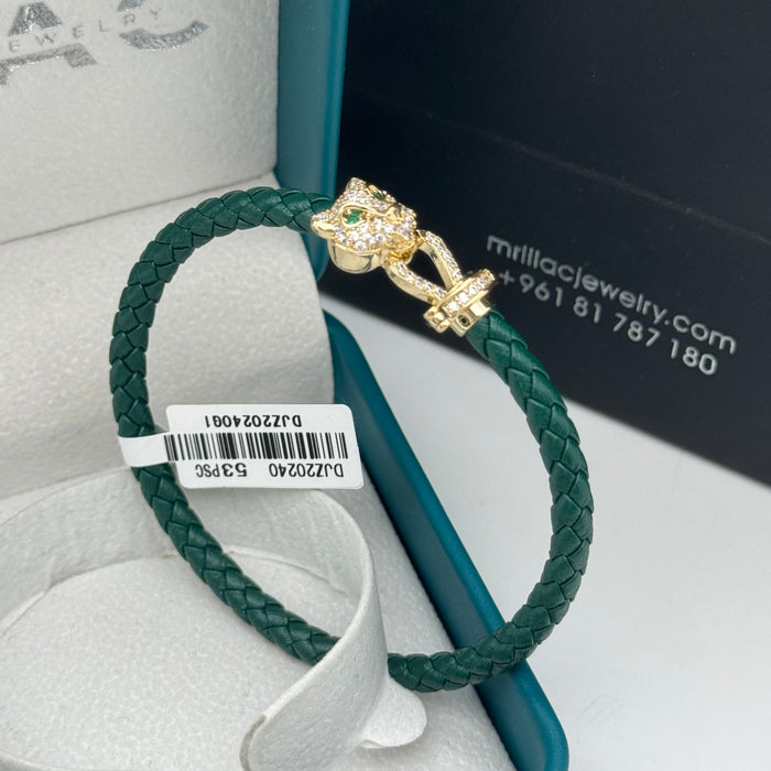 Premium Green Leather-Gold Serpent