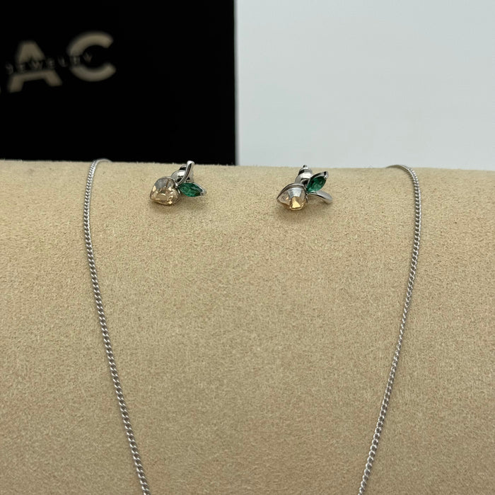 Necklace matching Earring Set By Swarovski Crystals