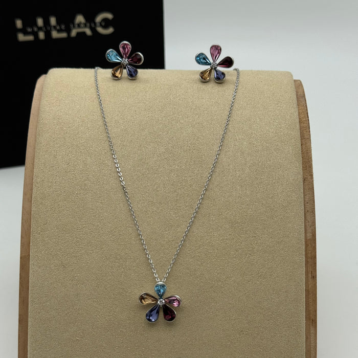 Necklace Matching Earring Set By Swarovski Crystals