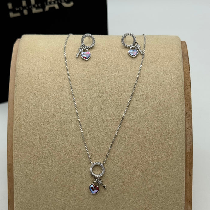 Necklace Matching Earring Set By Swarovski Crystals