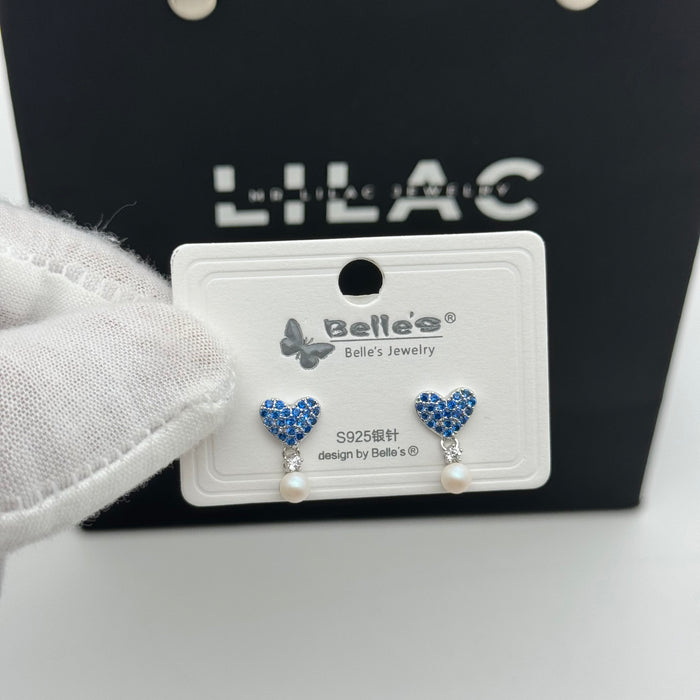 Blue Heart Stresses Earring By Swarovski Crystal