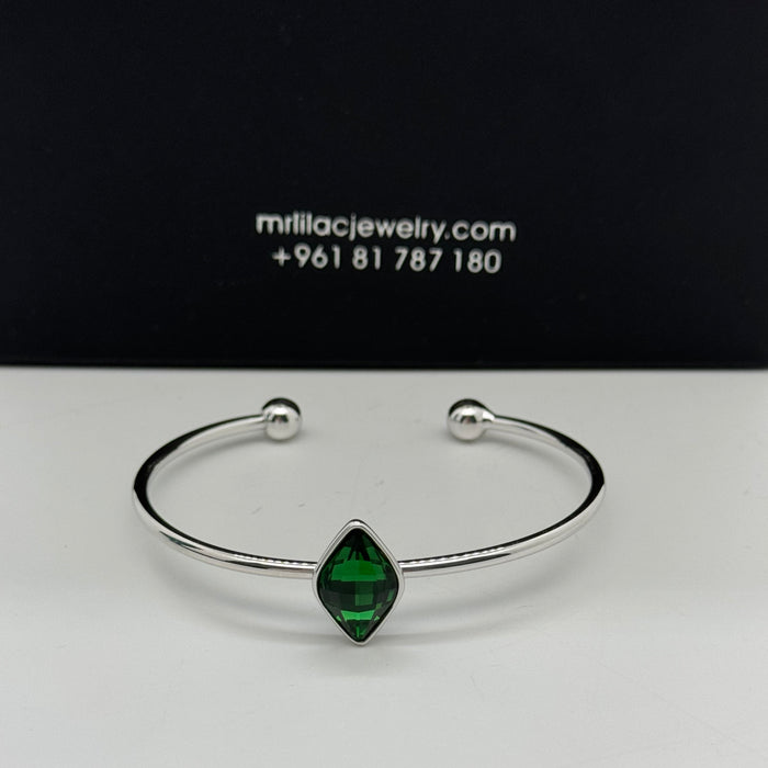 Stainless Steel Green Crystal By Swarovski Crystal