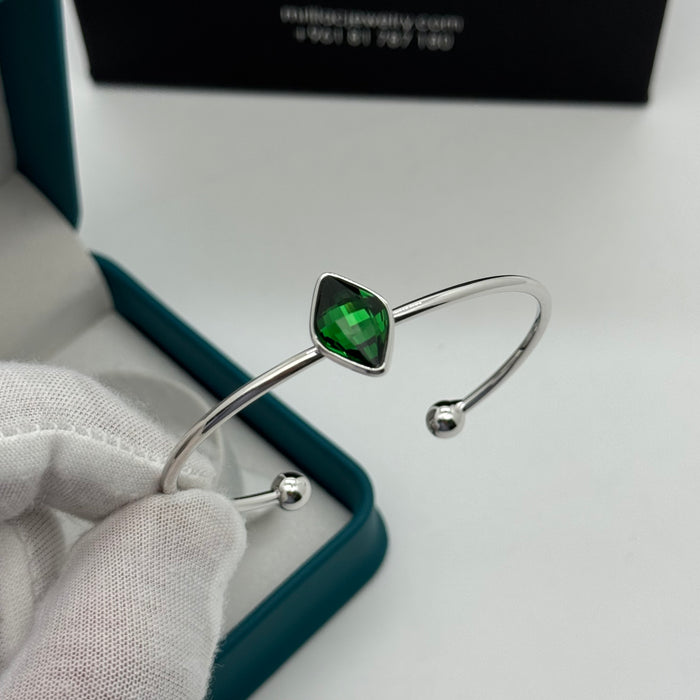 Stainless Steel Green Crystal By Swarovski Crystal