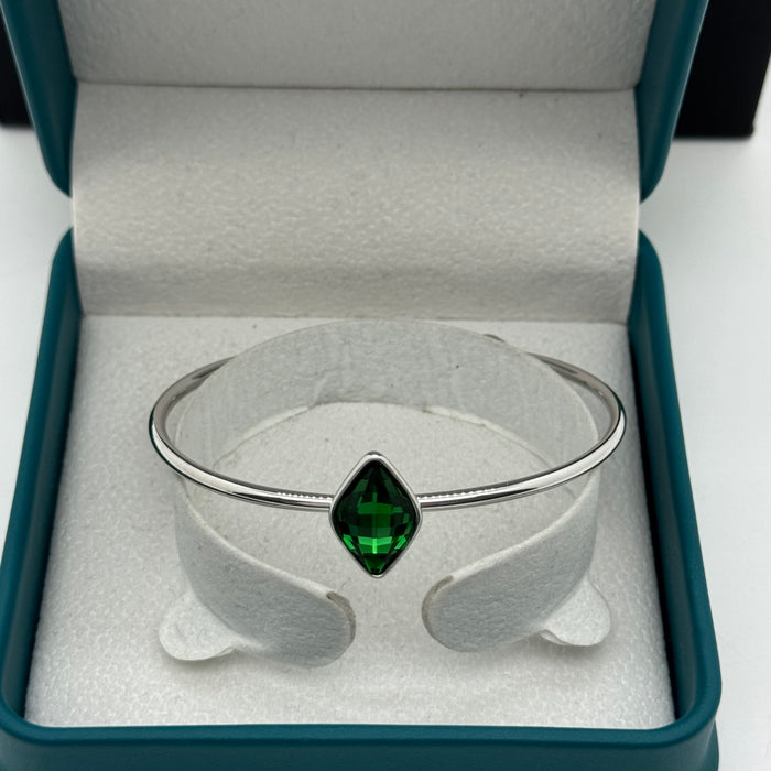 Stainless Steel Green Crystal By Swarovski Crystal