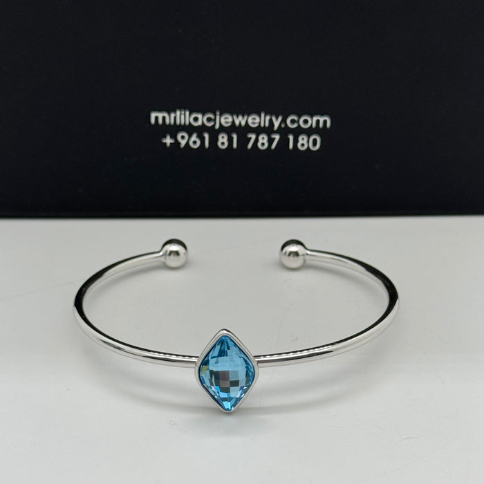 Stainless Steel Blue Crystal By Swarovski Crystal