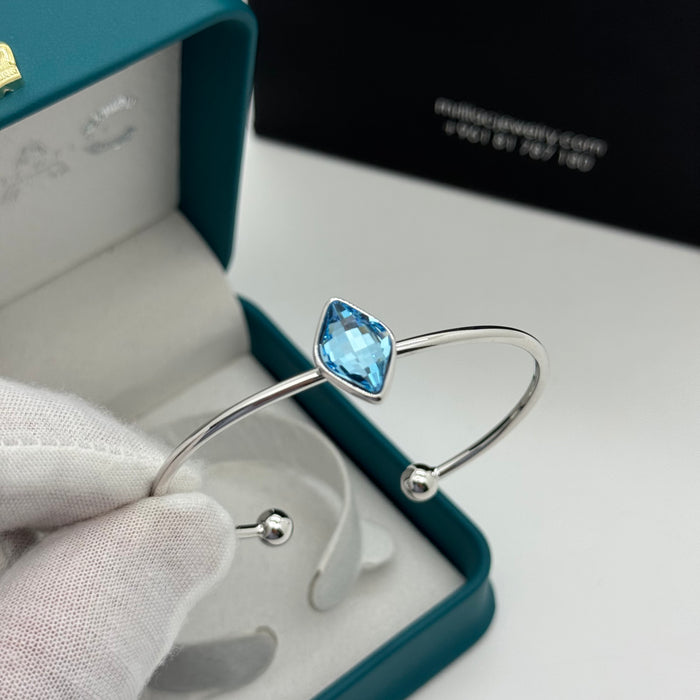 Stainless Steel Blue Crystal By Swarovski Crystal