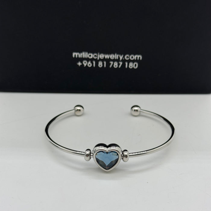 Blue Heart Crystal Stainless Steel By Swarovski Crystal